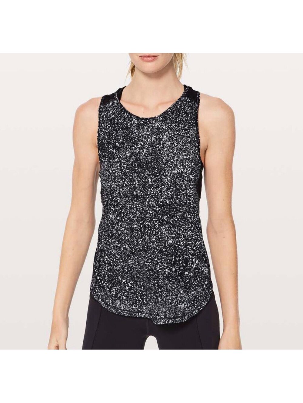 EUC Lululemon Sculpt Tank II SZ 4 Splatter Black White Mesh Back Top